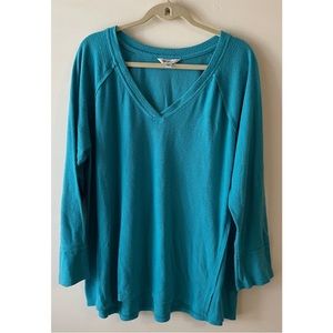 Wildfox Brushed Knit V-neck Sweater Soft XXL Blue